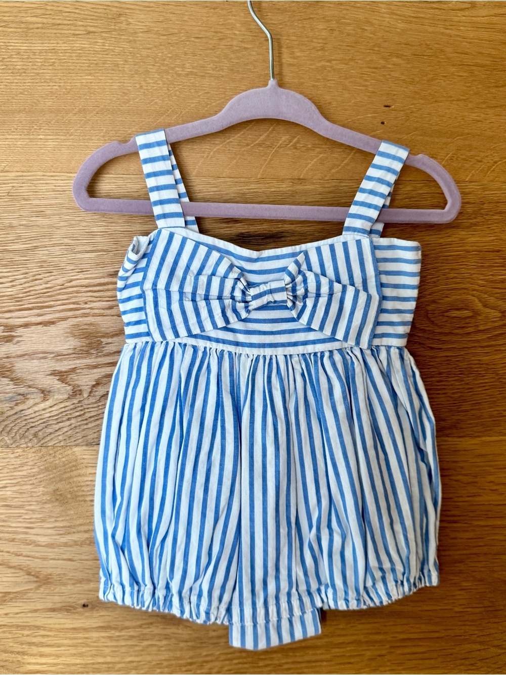 Isabel Garreton Blue & White Striped Baby Romper